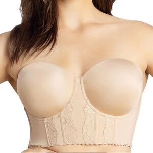 Strapless Longline Support Bra in Nude